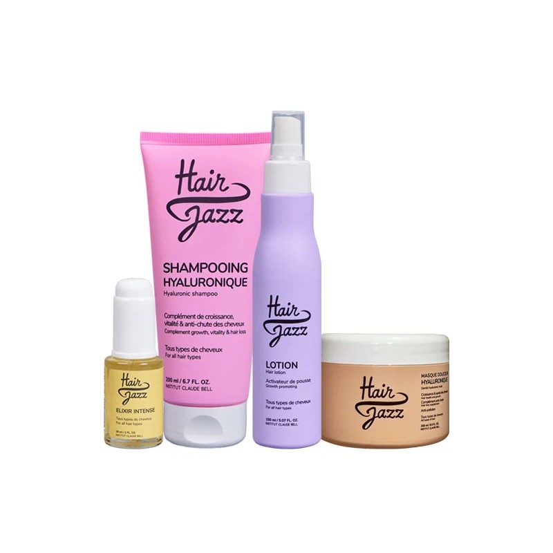 Setul HAIR JAZZ: șampon, loțiune, mască și ser - accelerează creșterea parului (pentru părul uscat și deteriorat)